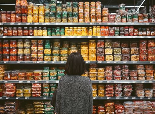 Imagen muestra a una persona mirando productos en una estantería